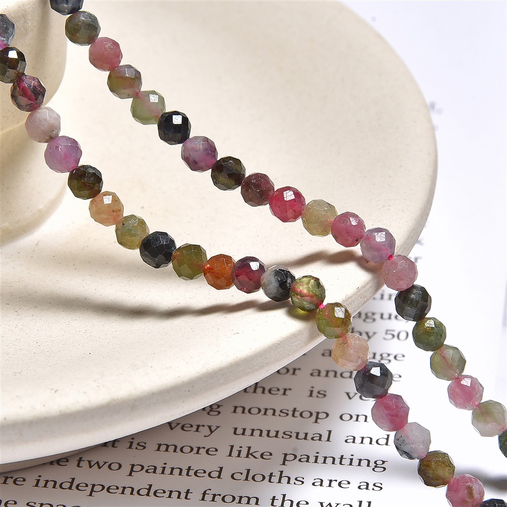 String Beads, Tourmaline (multicolour), faceted, 4.5mm | Marco Schreier