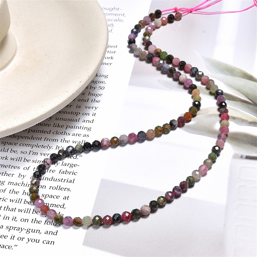 String Beads, Tourmaline (multicolour), faceted, 4.5mm | Marco Schreier