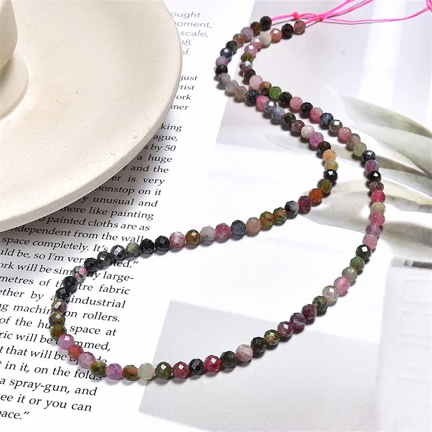 String Beads, Tourmaline (multicolour), faceted, 4.5mm | Marco Schreier
