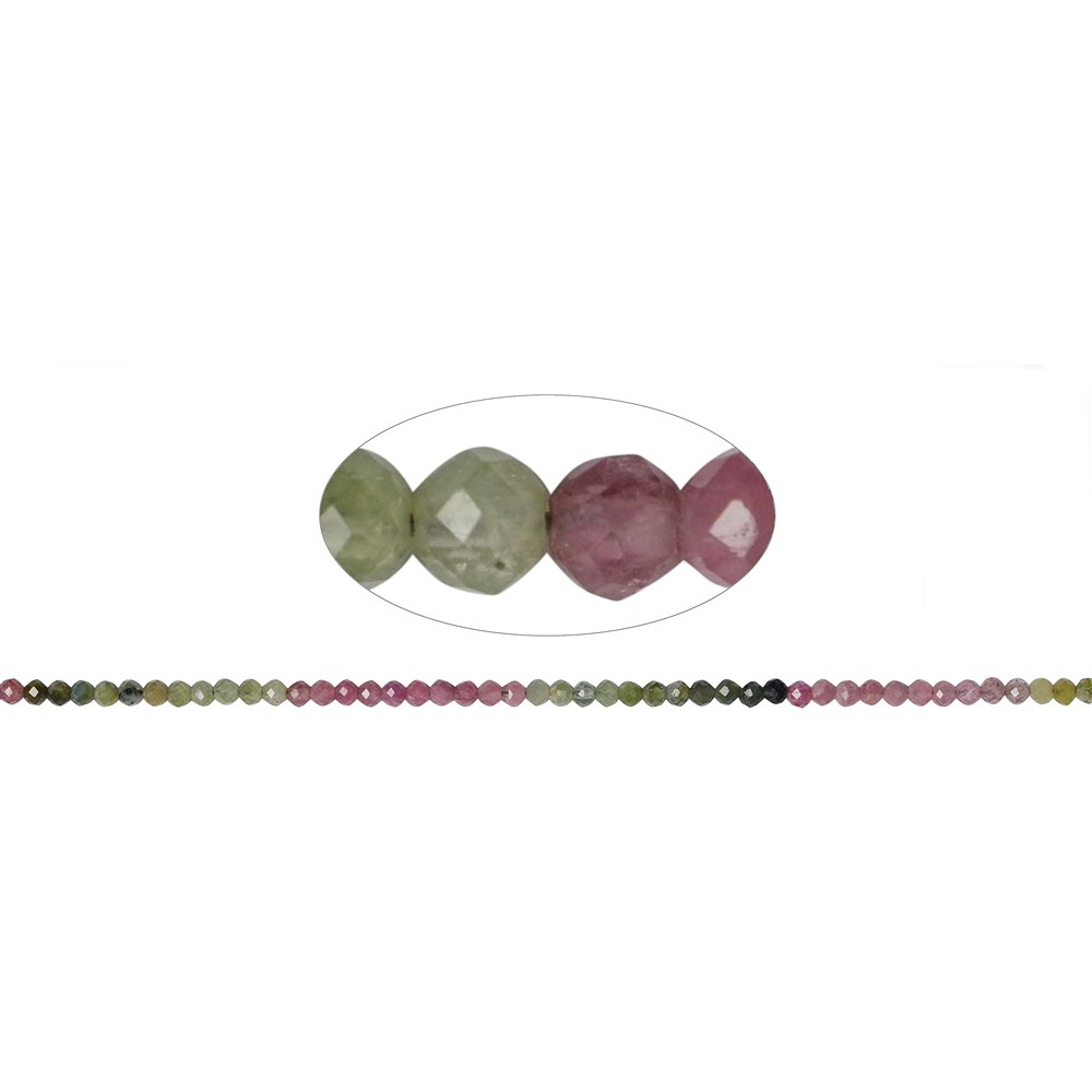 Rang de colliers boules, Tourmaline (polychrome), à facettes, 02mm (42cm) | Marco Schreier