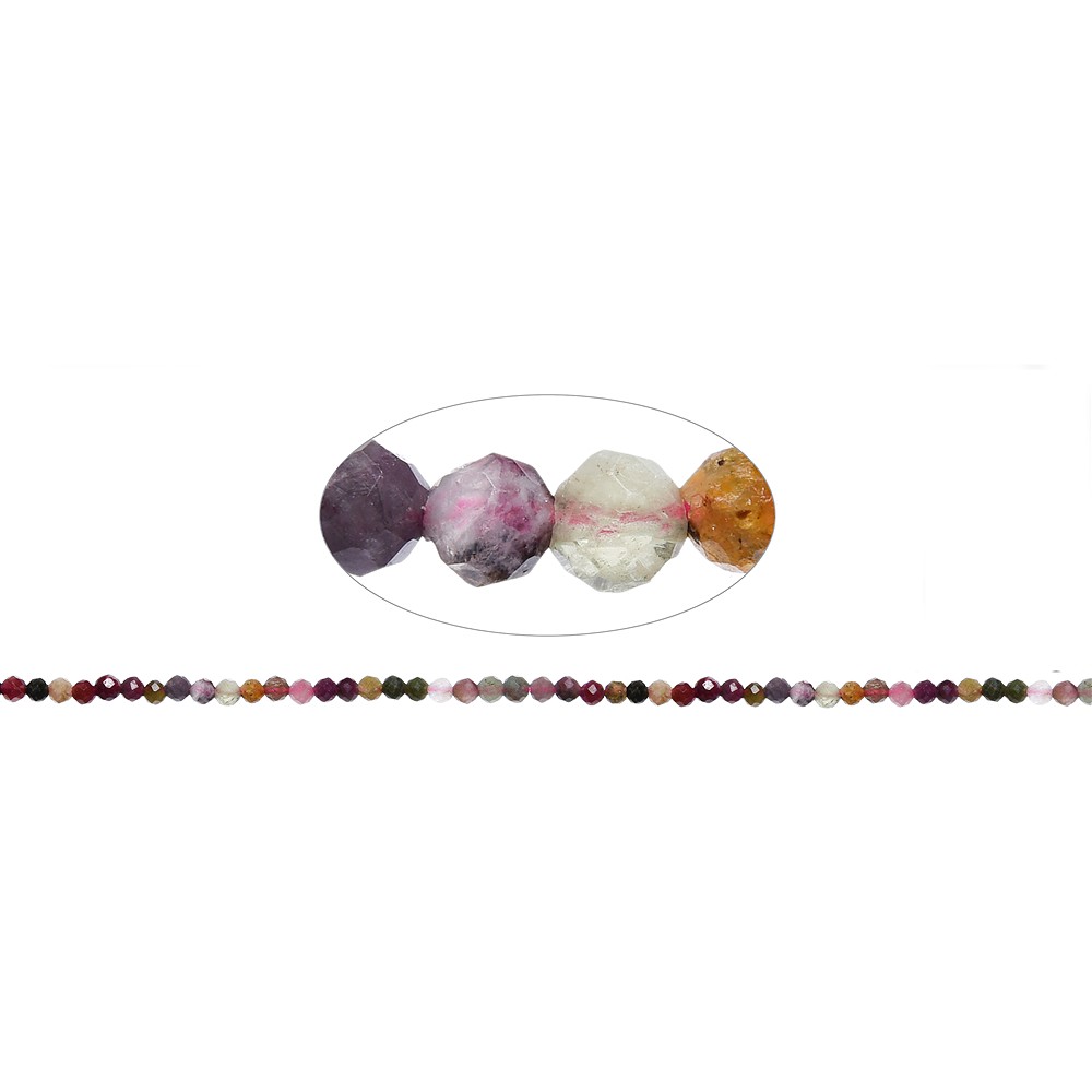 Rang de colliers boules, Tourmaline (rose/polychrome), à facettes, 03mm (39cm) | Marco Schreier