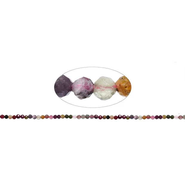Strang Kugeln, Turmalin (rosa/bunt), facettiert, 03mm (39cm) | Marco Schreier