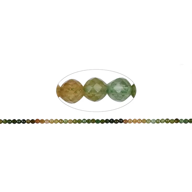 Cuentas de piedras preciosas, Turmalina (verde), facetada, 03mm (39cm) | Marco Schreier