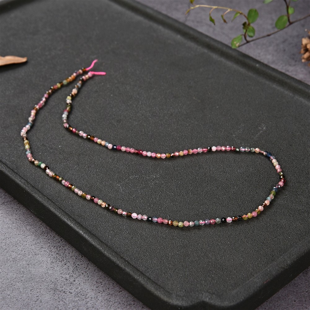 Rang de colliers boules, Tourmaline (polychrome/rose), à facettes, 02 - 02,5mm (38cm) | Marco Schreier