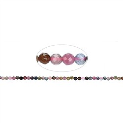 141560110620 Rang de colliers boules, Tourmaline (polychrome/rose), &#xE0; facettes, 02 - 02,5mm (38cm) | Marco Schreier