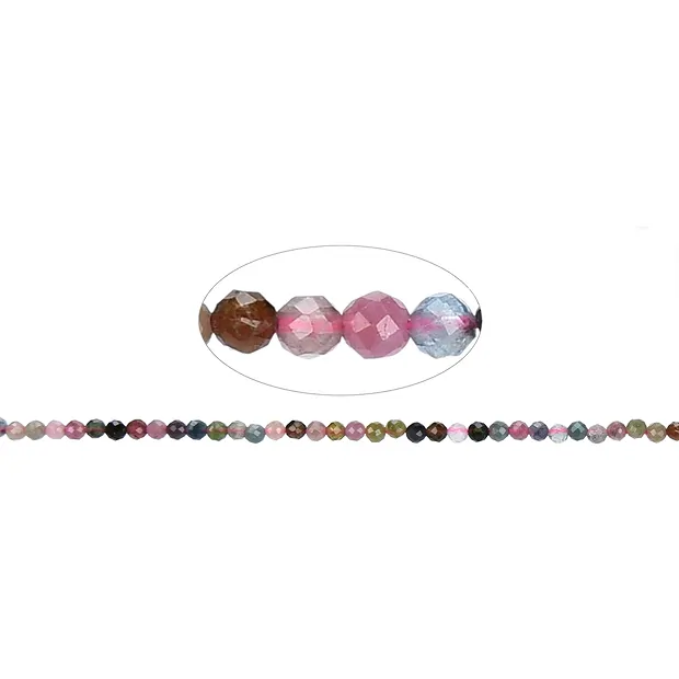 Strang Kugeln, Turmalin (bunt/pink), facettiert, 02 - 02,5mm (38cm) | Marco Schreier