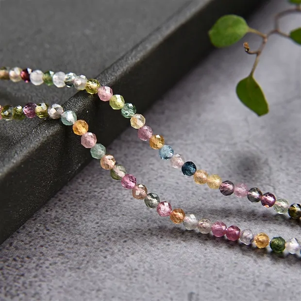 Rang de colliers boules, Tourmaline (polychrome) A, à facettes, 02mm | Marco Schreier