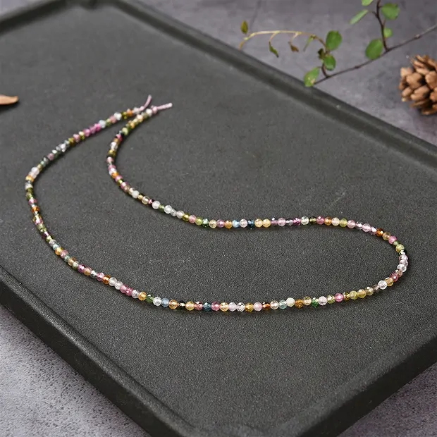String Beads, Tourmaline (multicolour) A, faceted, 02mm | Marco Schreier