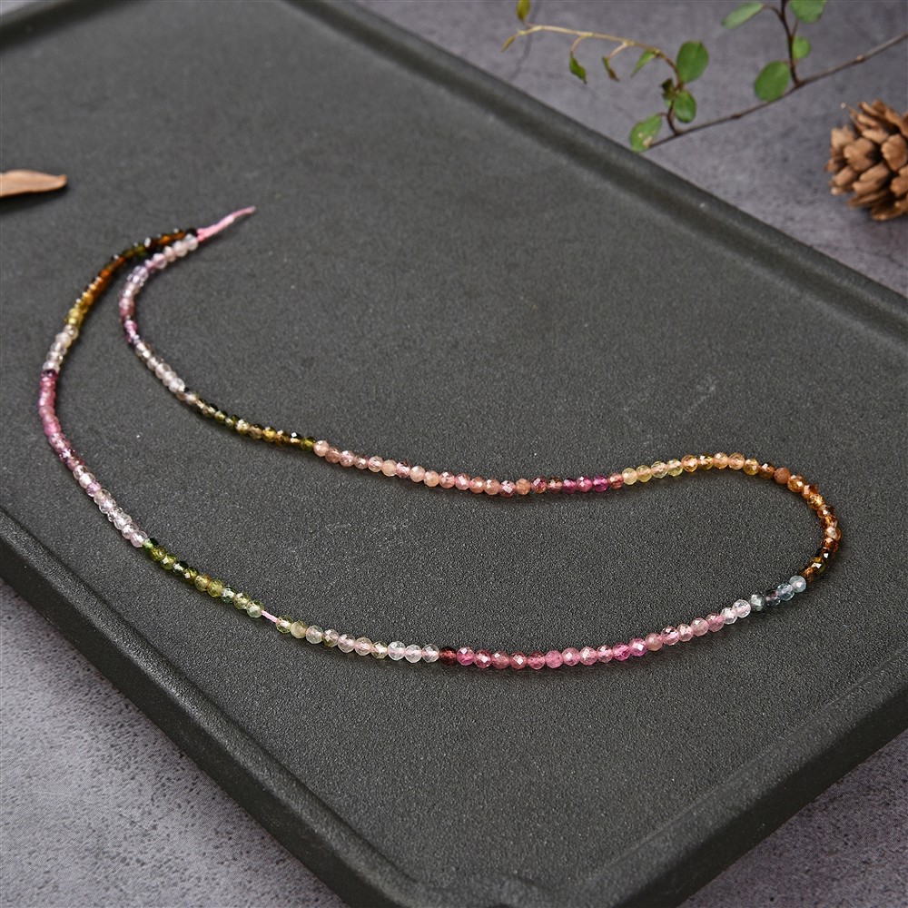 String Beads, Tourmaline (multicolour), faceted, 02.5mm | Marco Schreier