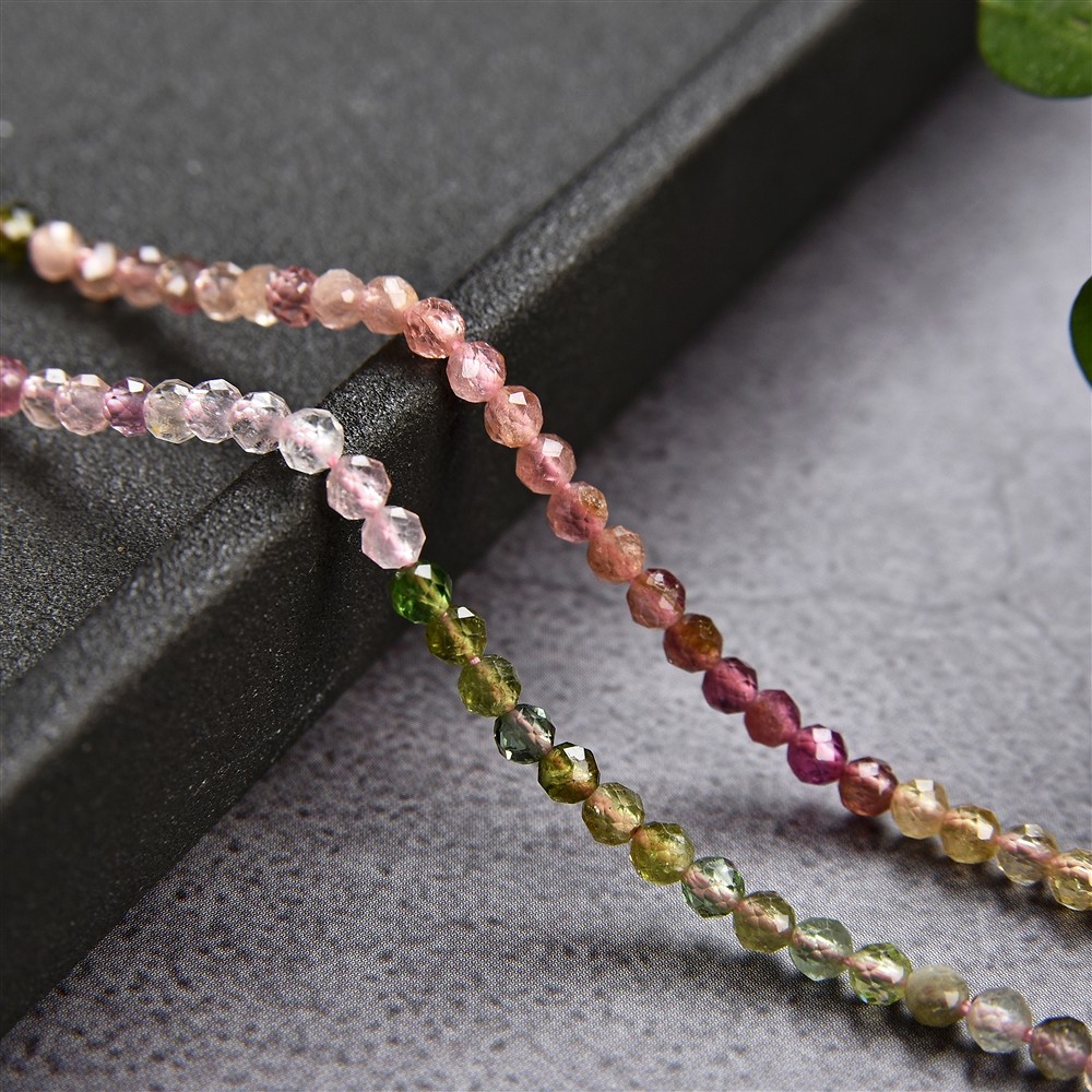 String Beads, Tourmaline (multicolour), faceted, 02.5mm | Marco Schreier
