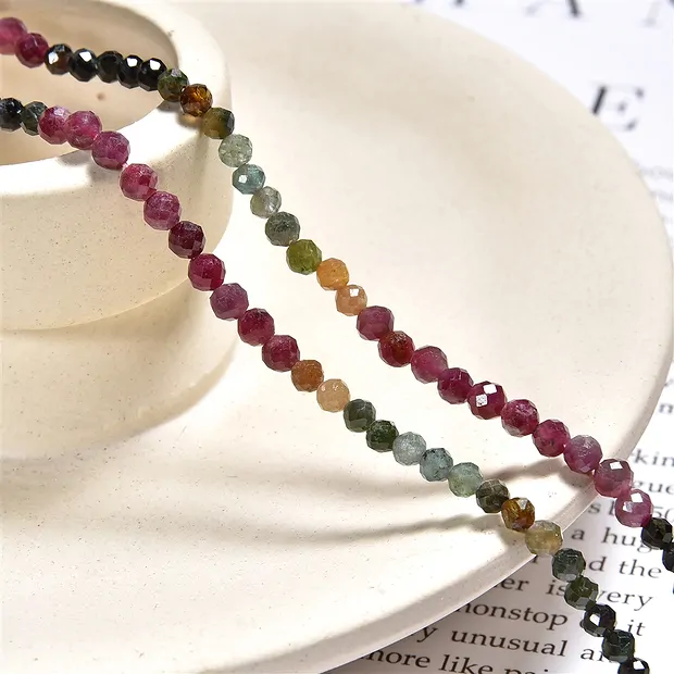 String Beads, Tourmaline (multicolour), 3,5mm | wholesaler gems & healing stones