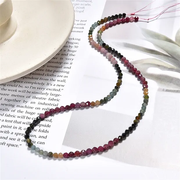String Beads, Tourmaline (multicolour), 3,5mm | wholesaler gems & healing stones