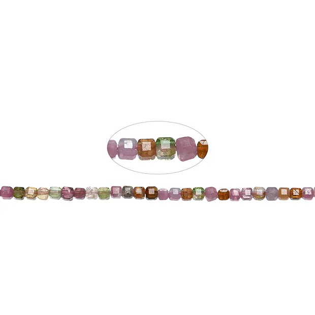Stringed beads, Tourmaline (multicolour), 02mm, faceted, (39cm) | Marco Schreier