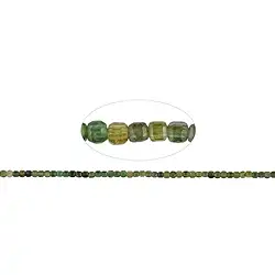 141560206223 Strand cube, Tourmaline (green-olive), faceted, 02mm (39cm) | Marco Schreier