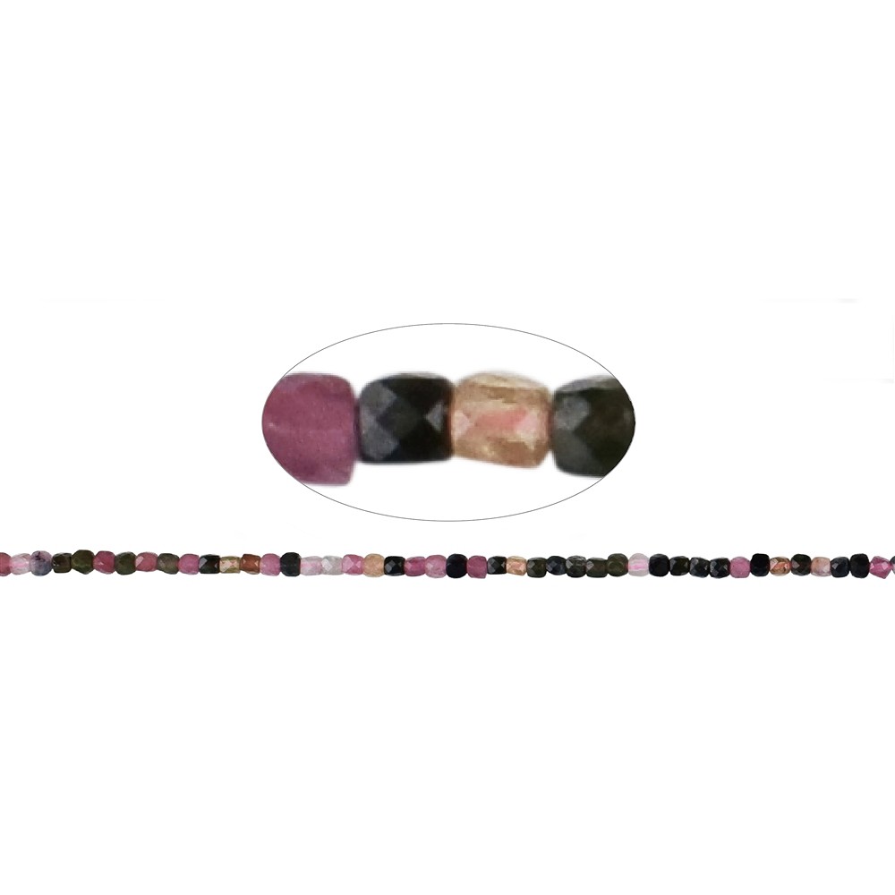 Strang Würfel, Turmalin (bunt), 02,5mm (39cm) | Edelsteine, Heilsteine & Schmuck