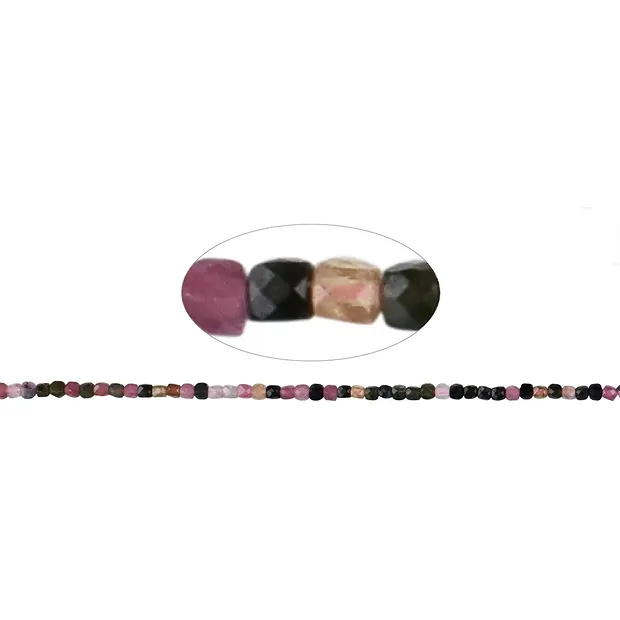 Collar de cubos, Turmalina (coloreada), 02.5mm (39cm) | Marco Schreier