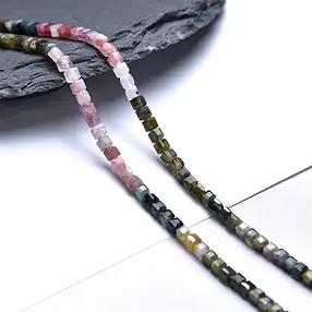 Stringed beads, Tourmaline (multicolour), 03mm, faceted (39cm) | Marco Schreier