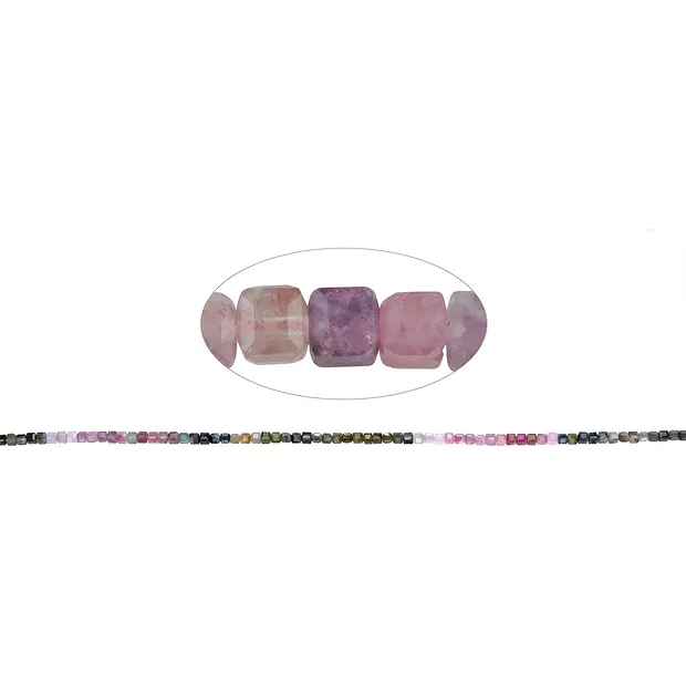 Strang Würfel, Turmalin (bunt), facettiert, 03mm (39cm) | Marco Schreier