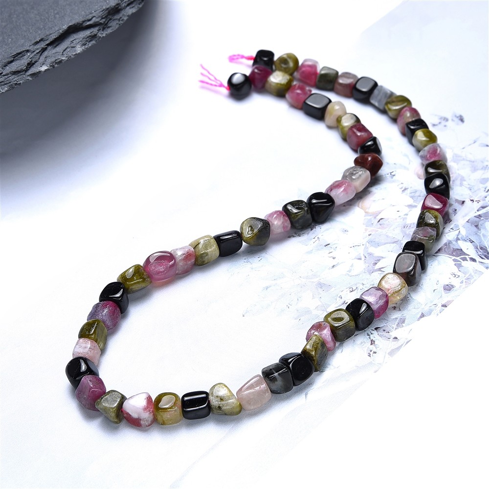 Strang Würfel, Turmalin (bunt), 06 x 07mm (39cm) | Marco Schreier