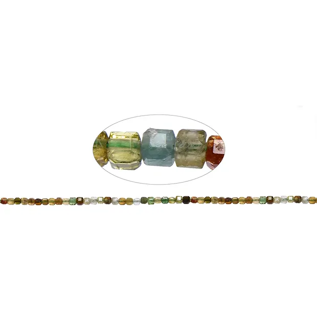 Stringed beads, Tourmaline (yellow/green), 02mm, faceted (39cm) | Marco Schreier
