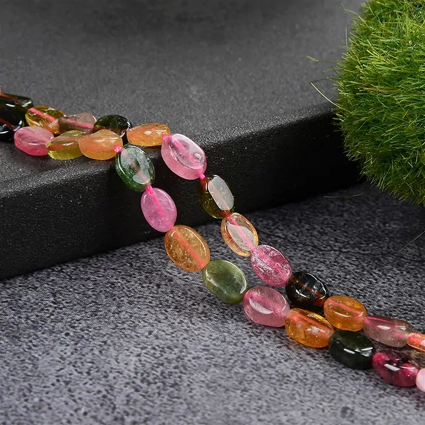 Strang Linse, Turmalin (bunt), 07 x 05mm | GH Edelsteine, Heilsteine & Schmuck