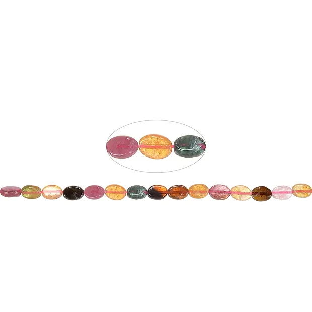 Strang Linse, Turmalin (bunt), 07 x 05mm | GH Edelsteine, Heilsteine & Schmuck