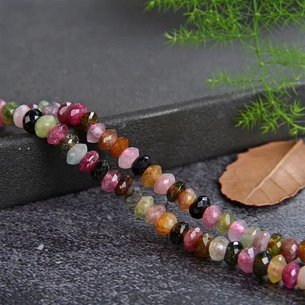 Button strand, Tourmaline (multicolour), faceted, 03 x 05mm | Marco Schreier