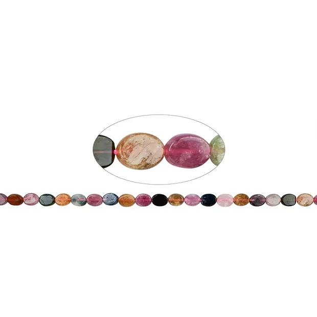 Strang Linse, Turmalin (bunt), 08 x 06mm | GH Edelsteine, Heilsteine & Schmuck
