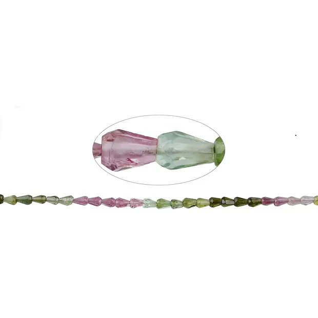 Drop strand, Tourmaline (multicolour), faceted, 04 x 02mm (46cm) | Marco Schreier