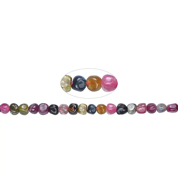 Strang Nuggets, Turmalin (bunt), 05 x 06mm | GH Edelsteine, Heilsteine & Schmuck