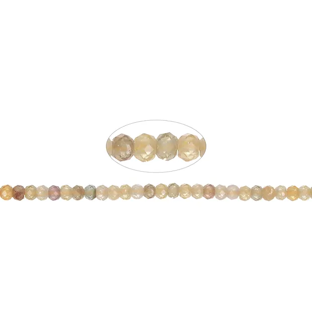 Collar de botones, Zircón (natural, Oro-marrón), facetado, 02 x 03mm | Marco Schreier