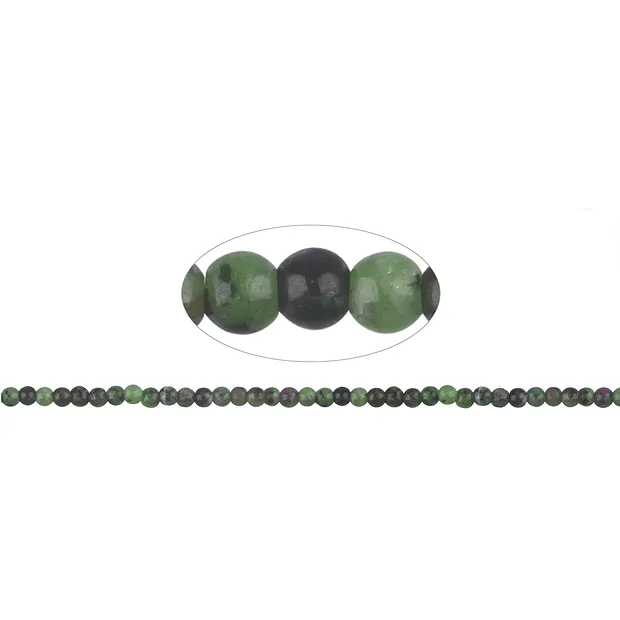Strang Kugeln, Zoisit mit Rubin, 04mm | Edelsteine, Heilsteine & Schmuck-Handel