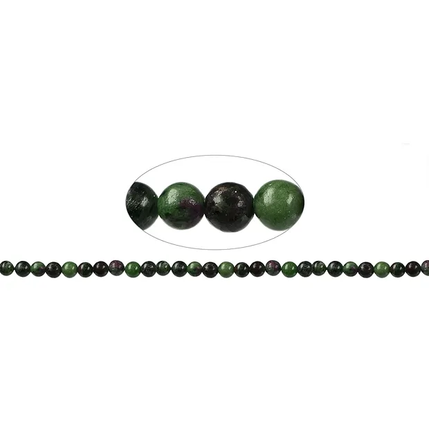 Filo di perline, Zoisite con Rubino, 06 mm | grossista gemme e pietre curative