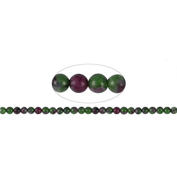 Strang Kugeln, Zoisit mit Rubin, 07mm (39cm) | Edelsteine, Heilsteine & Schmuck