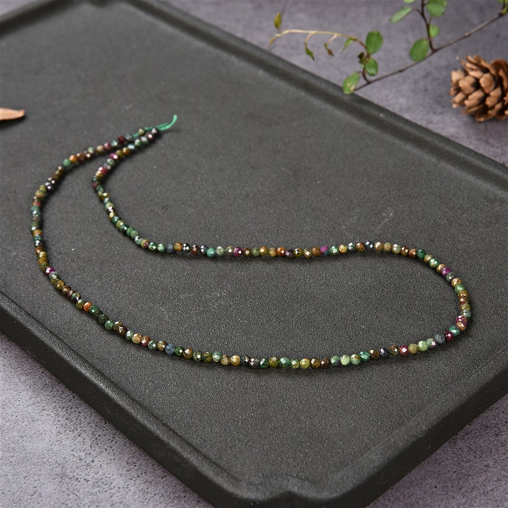 Rang de colliers boules, Zoïsite avec du rubis, à facettes, 03mm (39cm) | Marco Schreier