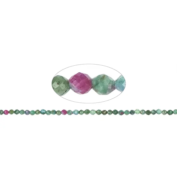 Filo di perline, Zoisite con un piccolo Rubino, sfaccettato, 04mm | Marco Schreier