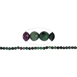 141630106020 String Beads, Zoisite with Ruby, faceted, 06mm (39cm) | Marco Schreier