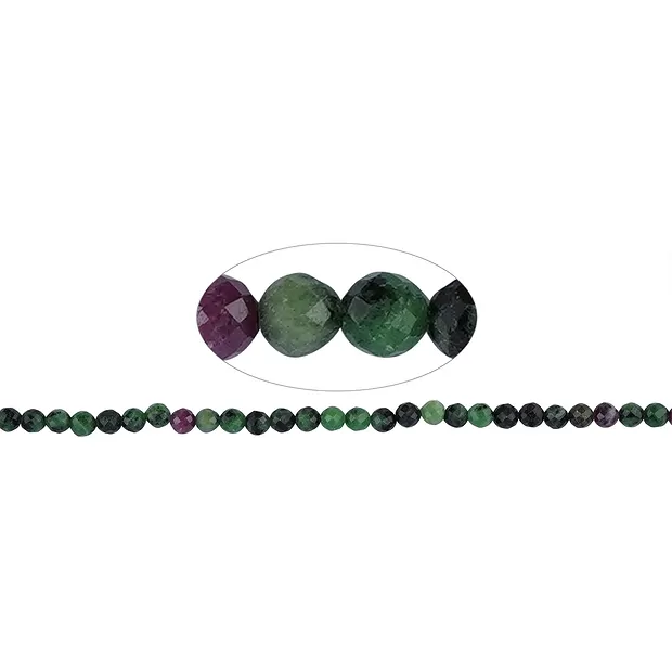 Rang de collier boules, Zoïsite avec du rubis, facetté, 06mm (39cm) | Marco Schreier