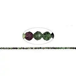 141630110020 String Beads, Zoisite with Ruby, faceted, 02mm (39cm) | Marco Schreier