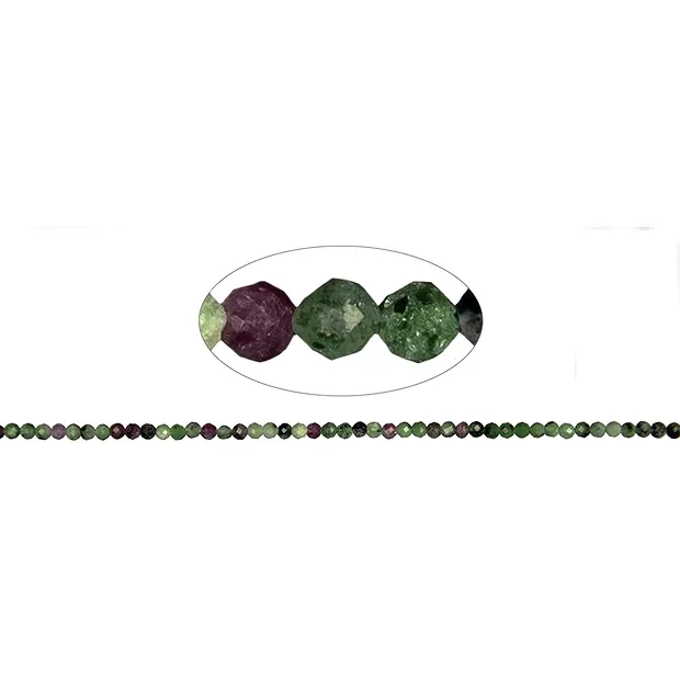 Rang de colliers boules, Zoïsite avec du rubis, facetté, 02mm (39cm) | Marco Schreier