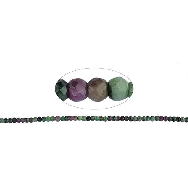 Strang Button, Zoisit mit Rubin, facettiert, 03 x 04mm (39cm) | Marco Schreier