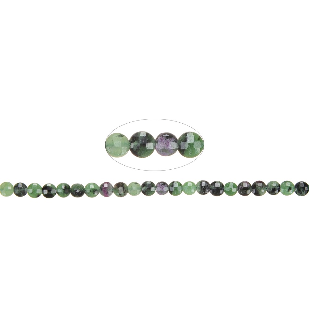Strand Coin, Zoisite with Ruby, 04 x 02mm, faceted (39cm) | Marco Schreier