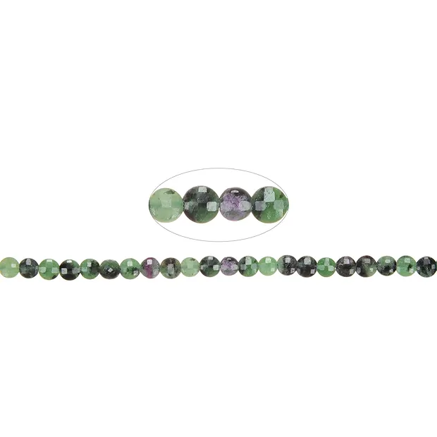 Strang Coin, Zoisite with Ruby, 0.4 mm, faceted | gems, healing stones & jewelry