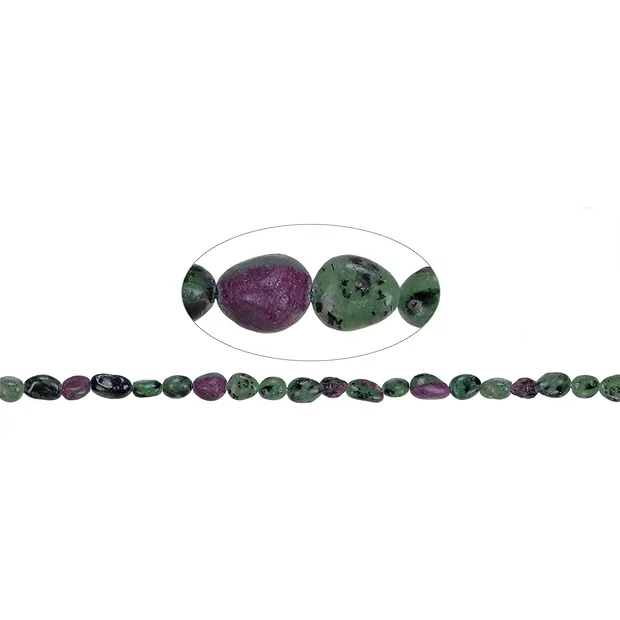 Rang de colliers Nuggets, Zoïsite avec du rubis, 06-08mm | Marco Schreier