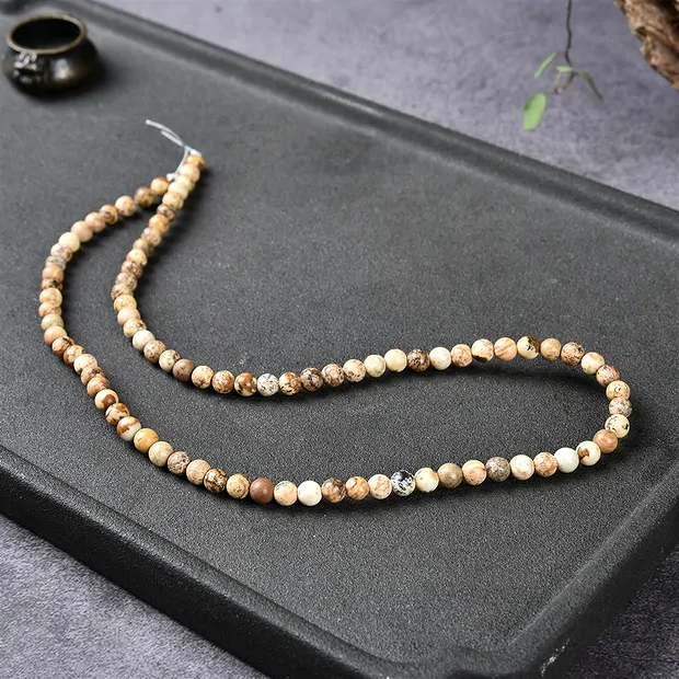Rang de collier boules, jaspe (jaspe paysage), 04mm (39cm) | Marco Schreier