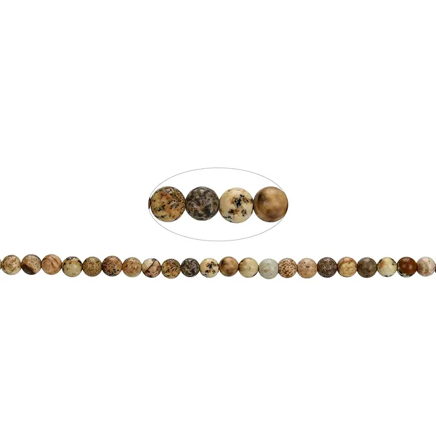 Rang de collier boules, jaspe (jaspe paysage), 04mm (39cm) | Marco Schreier