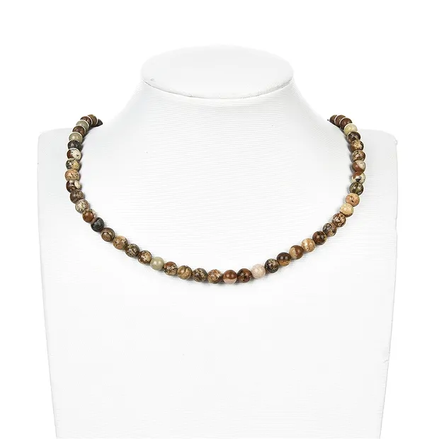 Rang de collier boules, jaspe (jaspe paysage), 06mm (39cm) | Marco Schreier