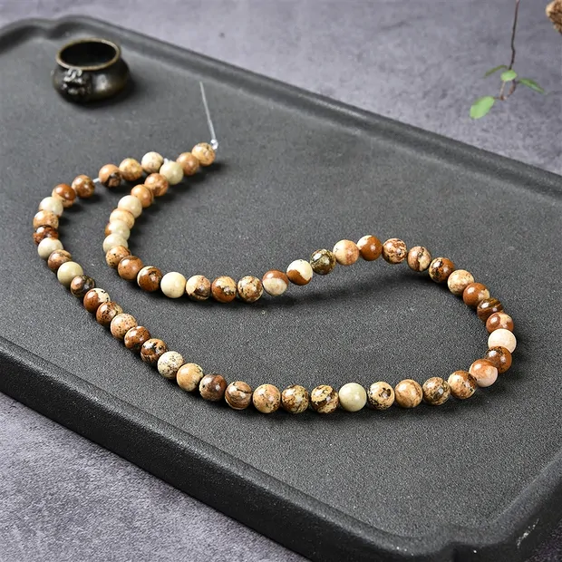 String Beads, Jasper (Landscape), 06mm (39cm) | wholesaler gems & healing stones