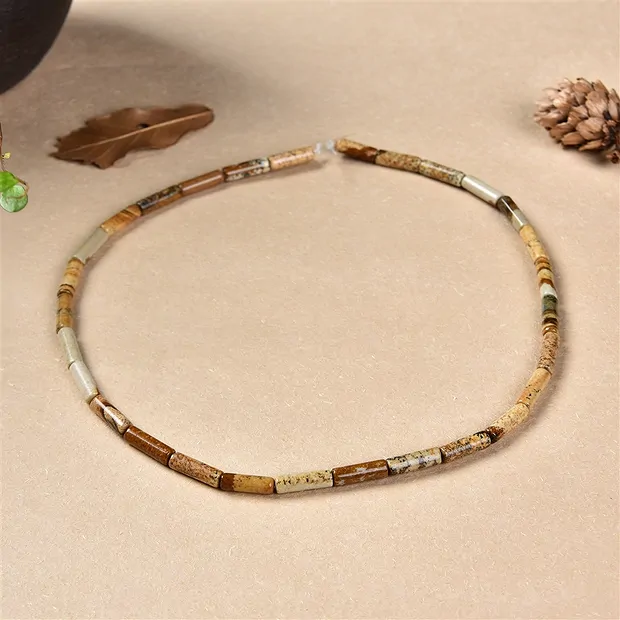 Strand cylinder, Jasper (Landscape), 13 x 04mm | gems, healing stones & jewelry