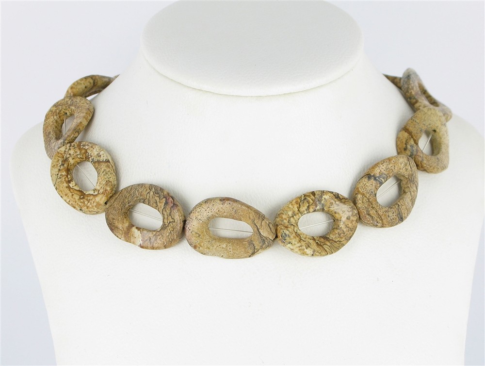 Rangs de colliers tournés, jaspe (jaspe paysage), 30 x 20mm | Marco Schreier